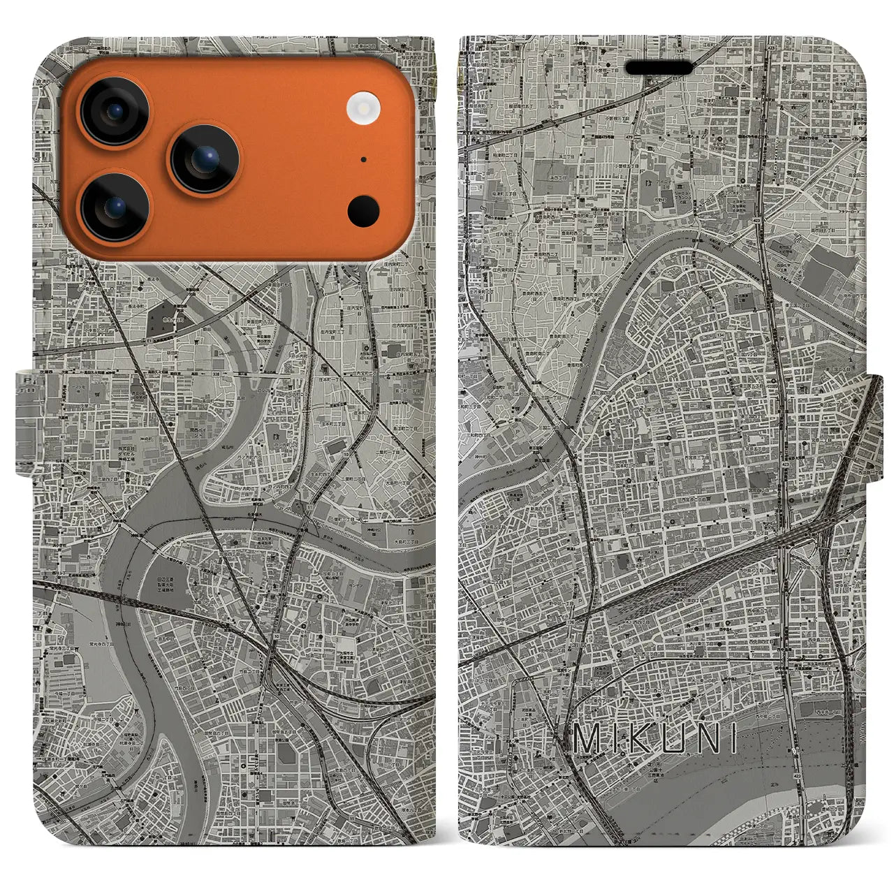 【三国(大阪府)】地図柄iPhoneケース(手帳タイプ)