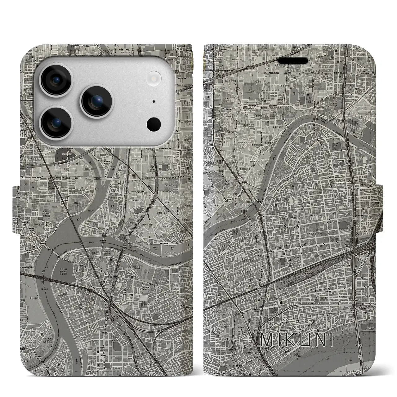 【三国(大阪府)】地図柄iPhoneケース(手帳タイプ)