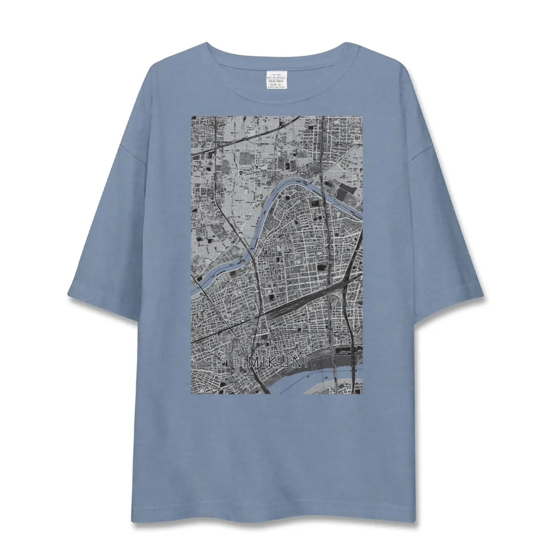 【三国(大阪府)(大阪府)】地図柄ビッグシルエットTシャツ