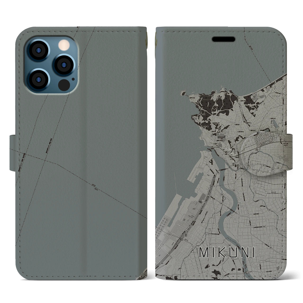 【三国(福井県)】地図柄iPhoneケース(手帳タイプ)