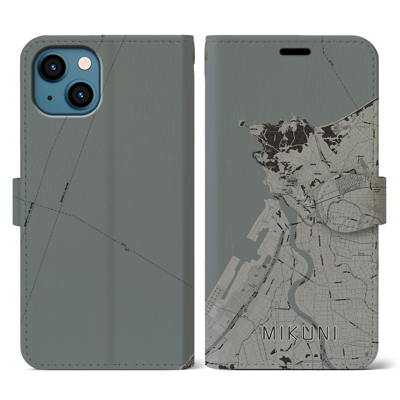 【三国(福井県)】地図柄iPhoneケース(手帳タイプ)