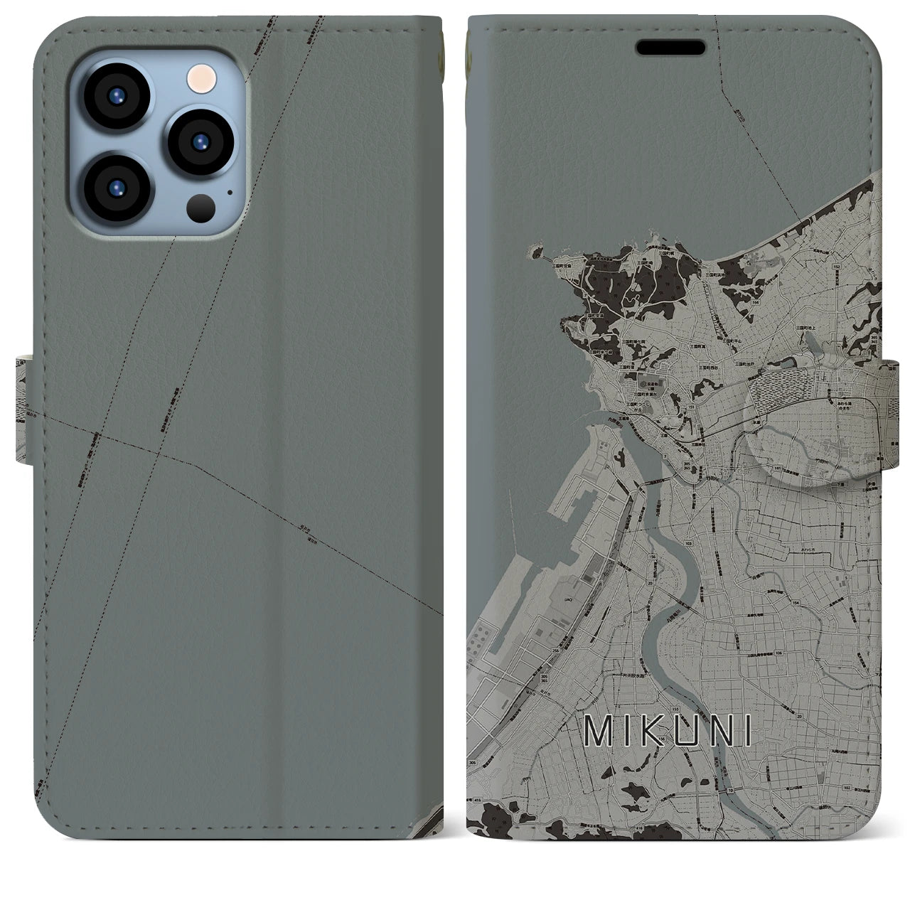 【三国(福井県)】地図柄iPhoneケース(手帳タイプ)