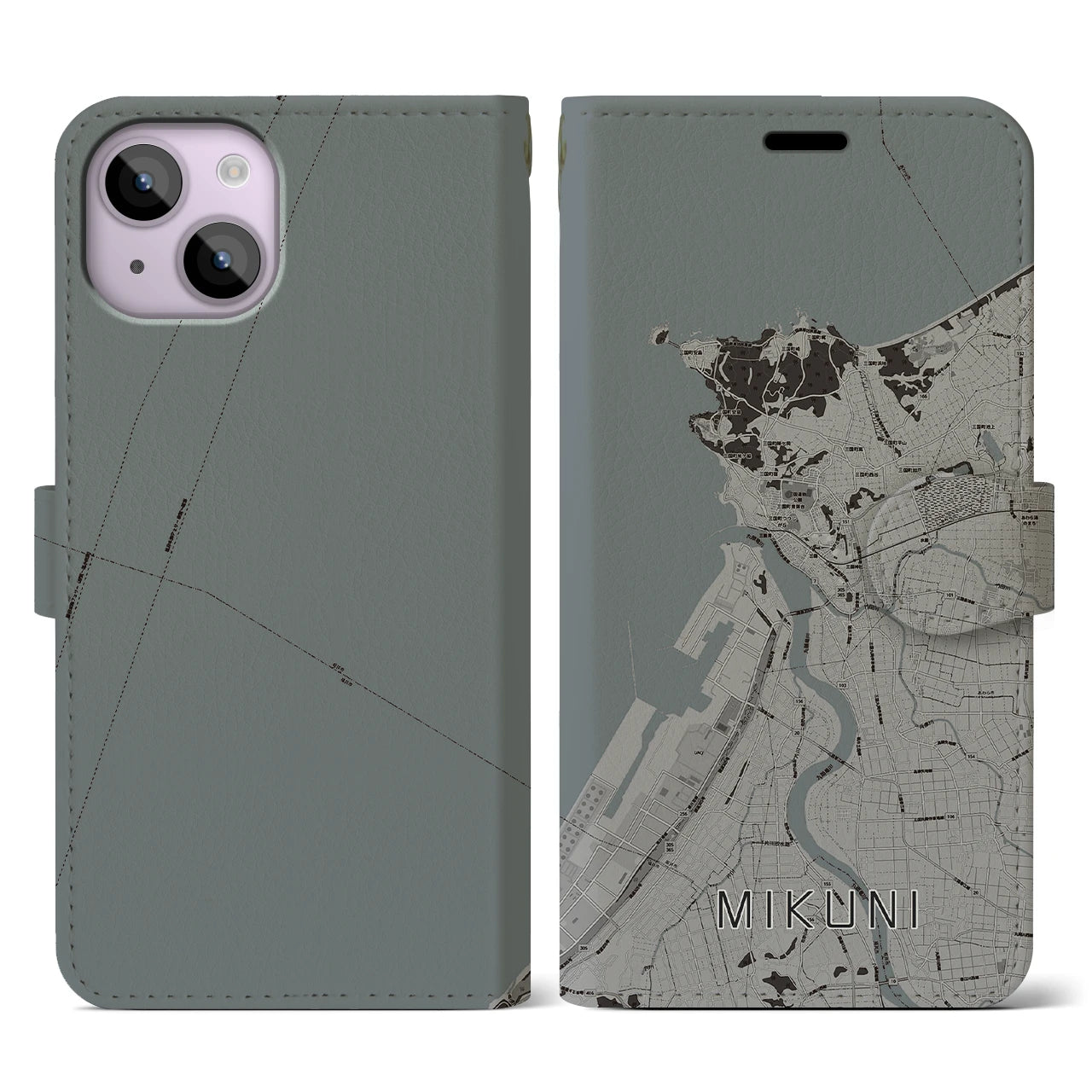 【三国(福井県)】地図柄iPhoneケース(手帳タイプ)