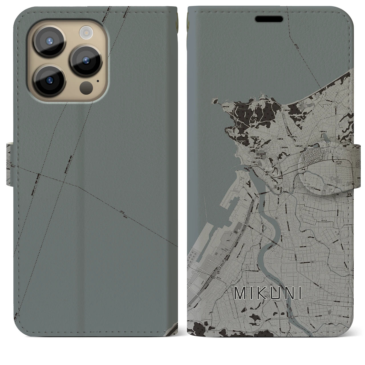 【三国(福井県)】地図柄iPhoneケース(手帳タイプ)