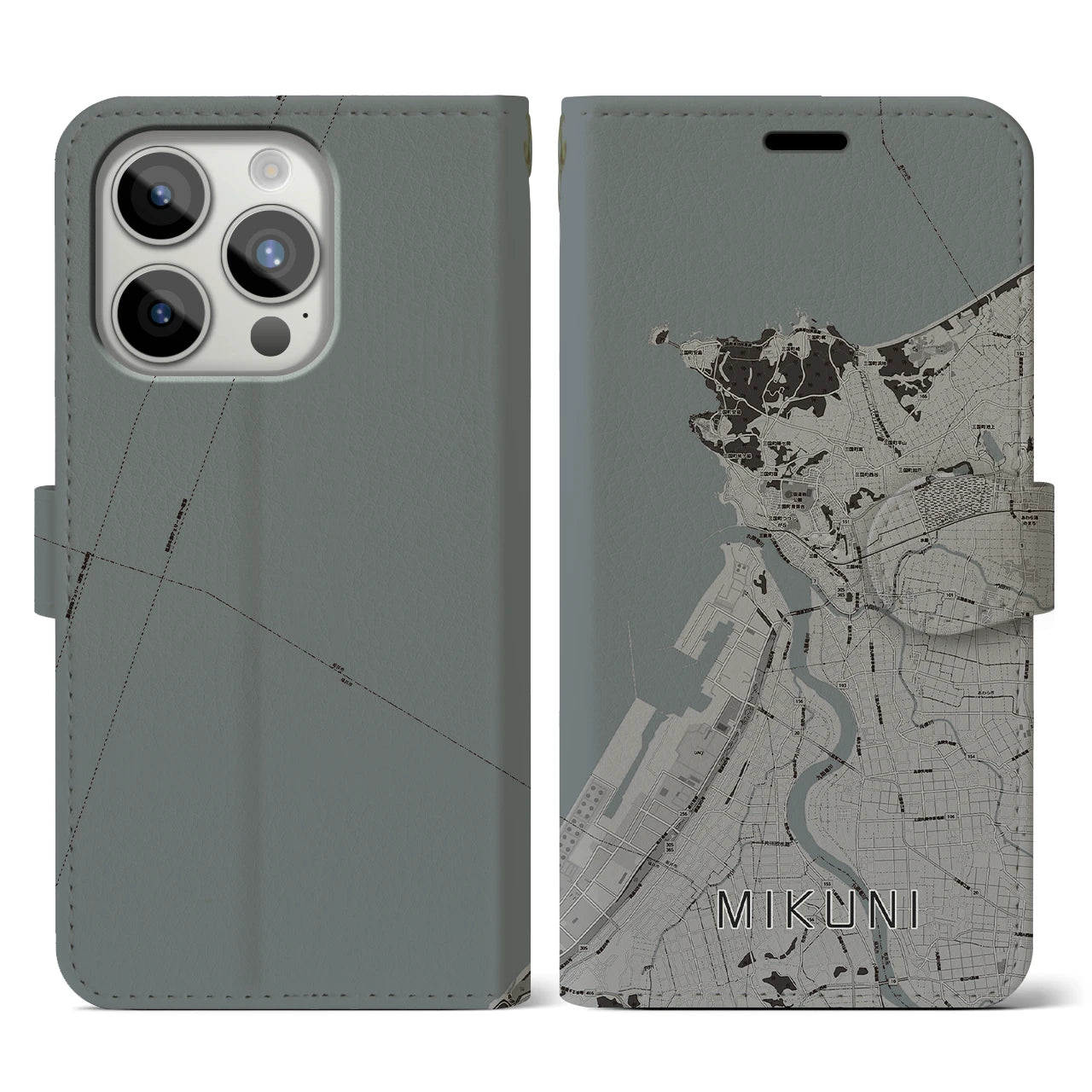 【三国(福井県)】地図柄iPhoneケース(手帳タイプ)