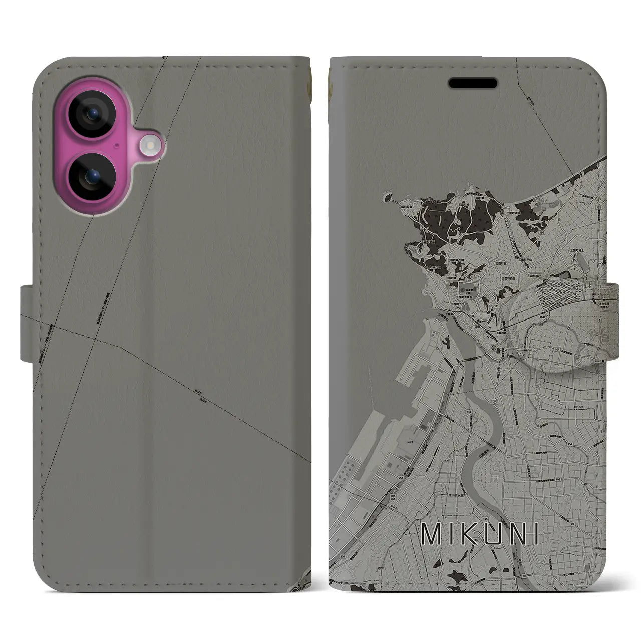 【三国(福井県)】地図柄iPhoneケース(手帳タイプ)