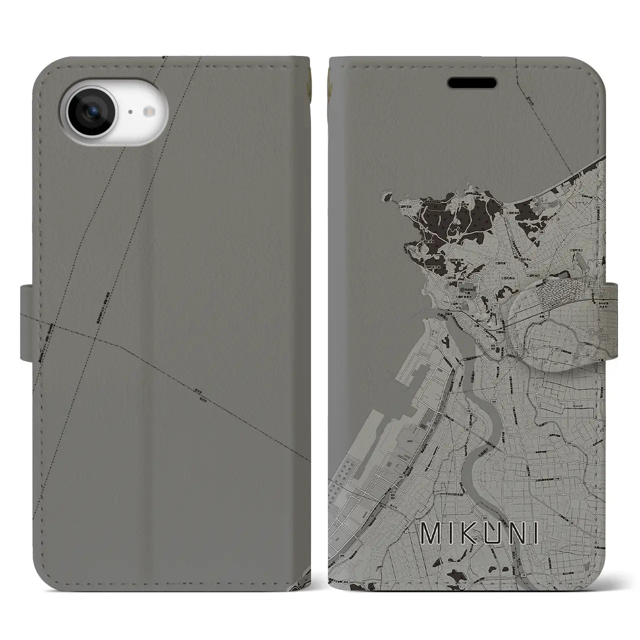 【三国(福井県)】地図柄iPhoneケース(手帳タイプ)