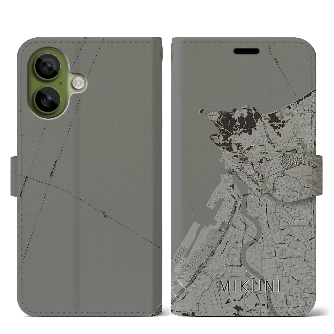 【三国(福井県)】地図柄iPhoneケース(手帳タイプ)