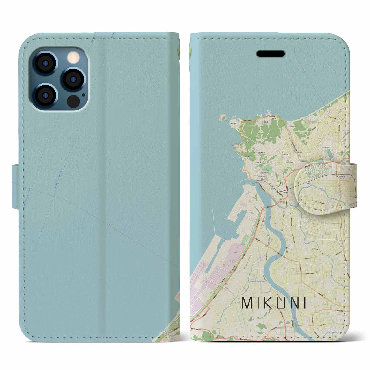 【三国(福井県)】地図柄iPhoneケース(手帳タイプ)