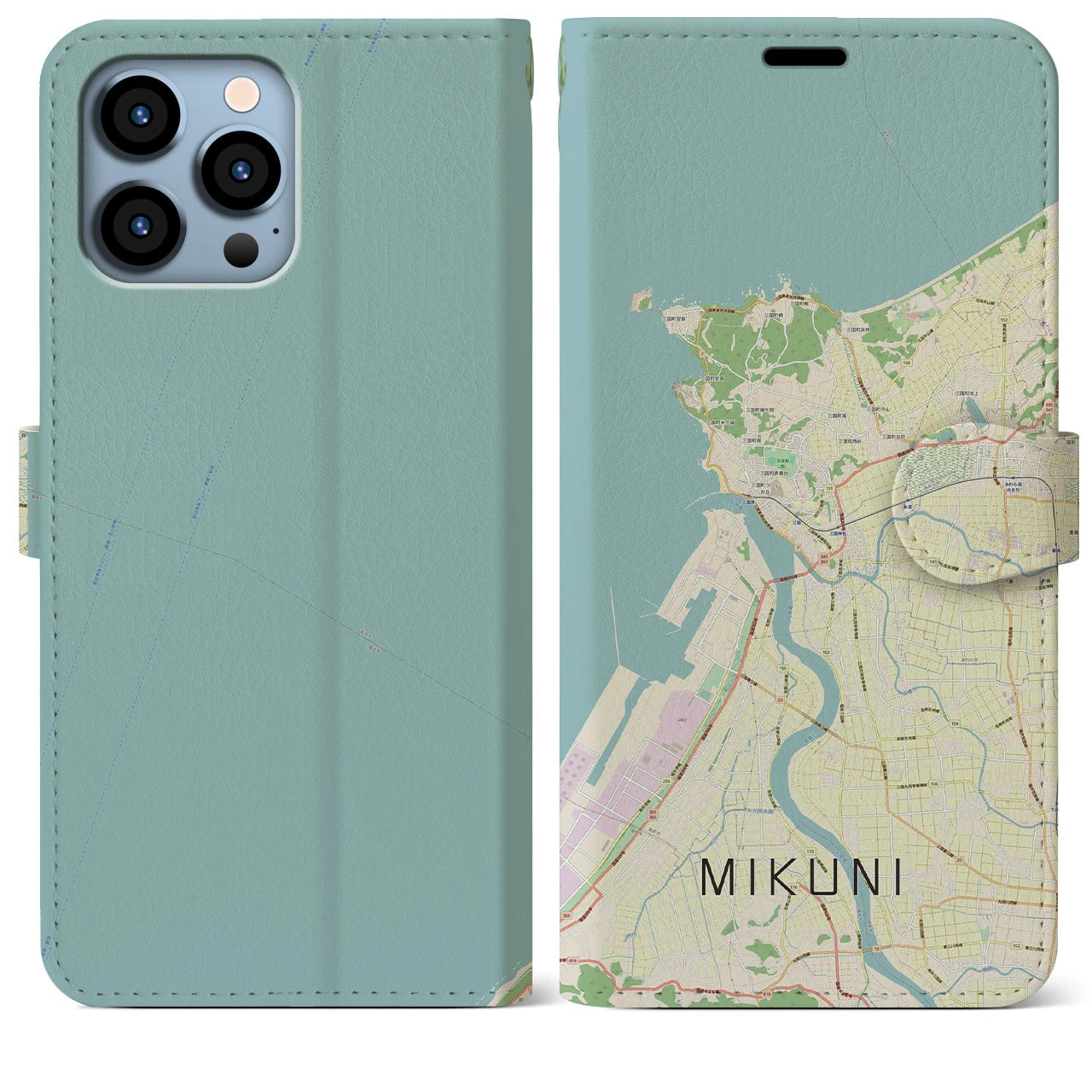 【三国(福井県)】地図柄iPhoneケース(手帳タイプ)