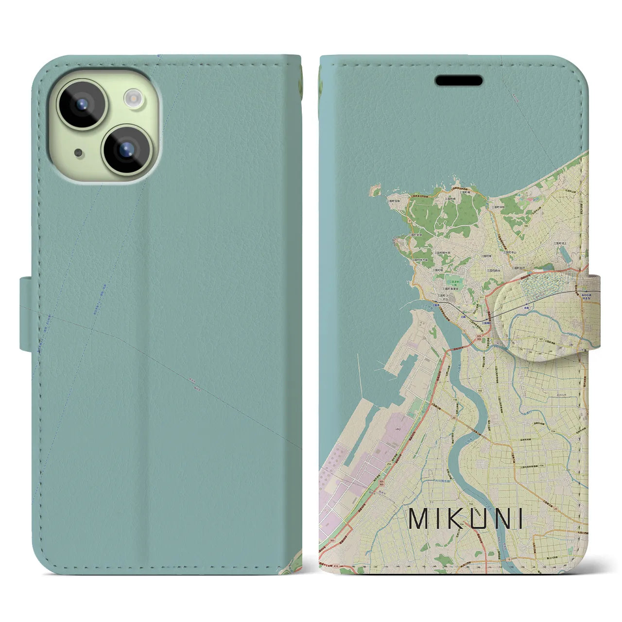 【三国(福井県)】地図柄iPhoneケース(手帳タイプ)