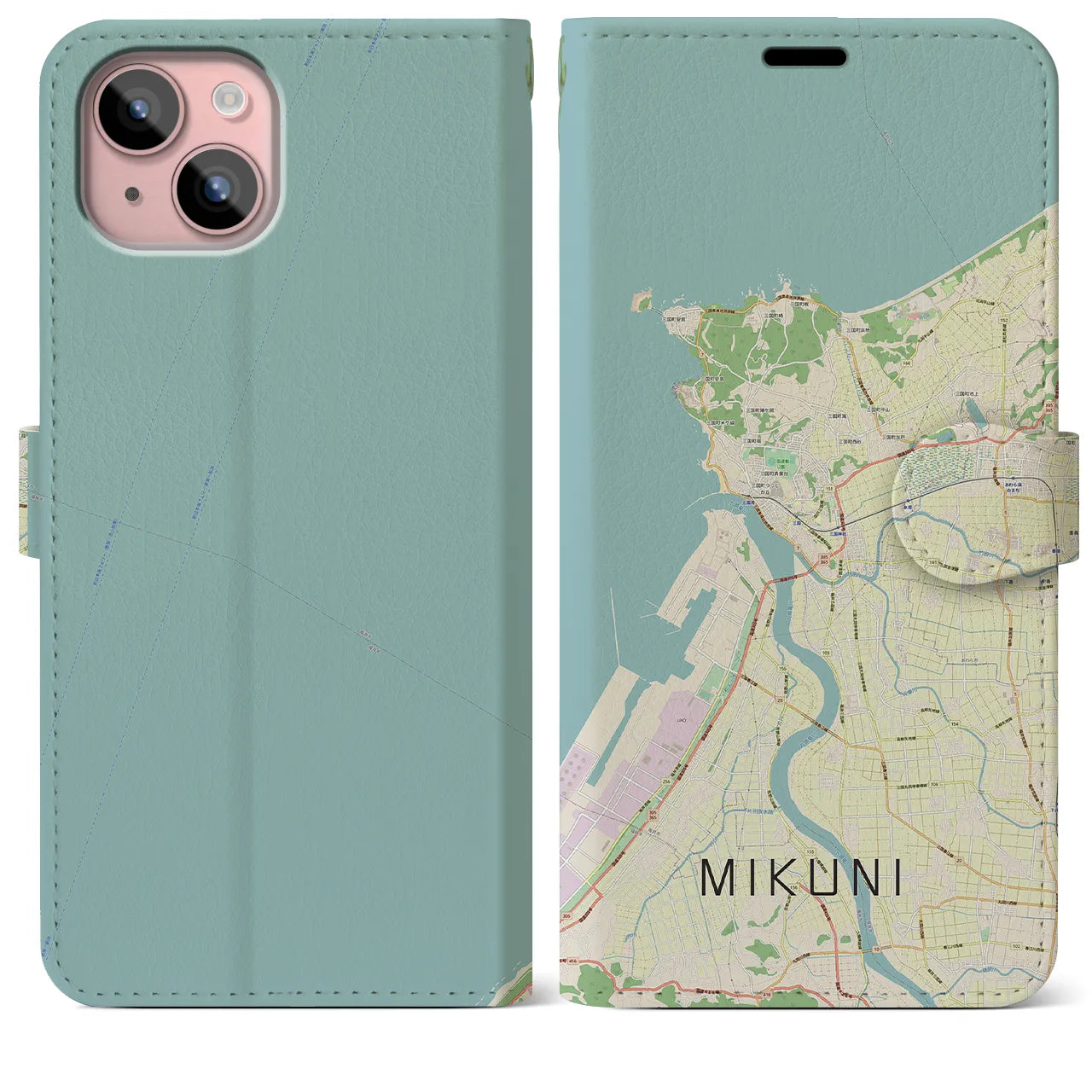 【三国(福井県)】地図柄iPhoneケース(手帳タイプ)