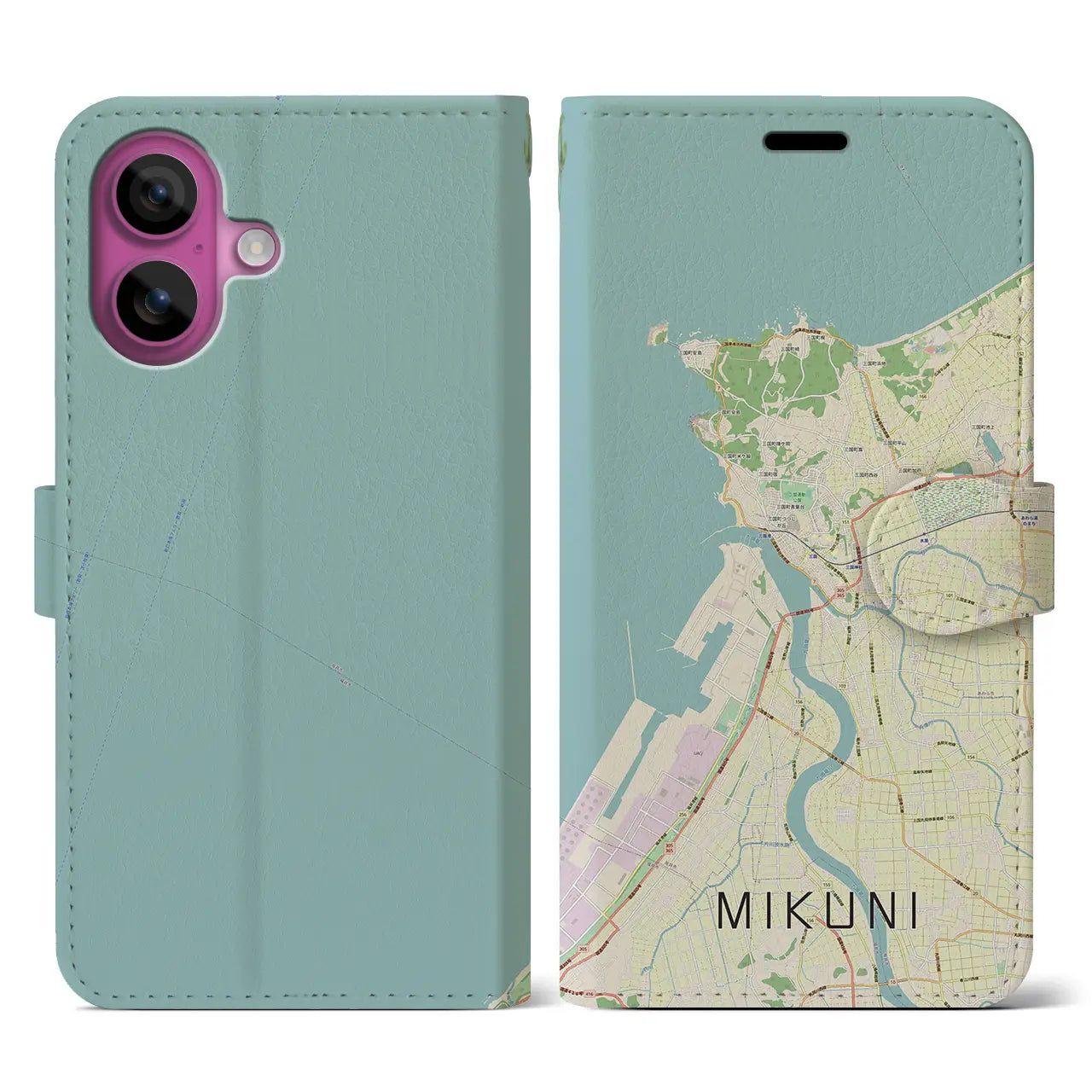 【三国(福井県)】地図柄iPhoneケース(手帳タイプ)