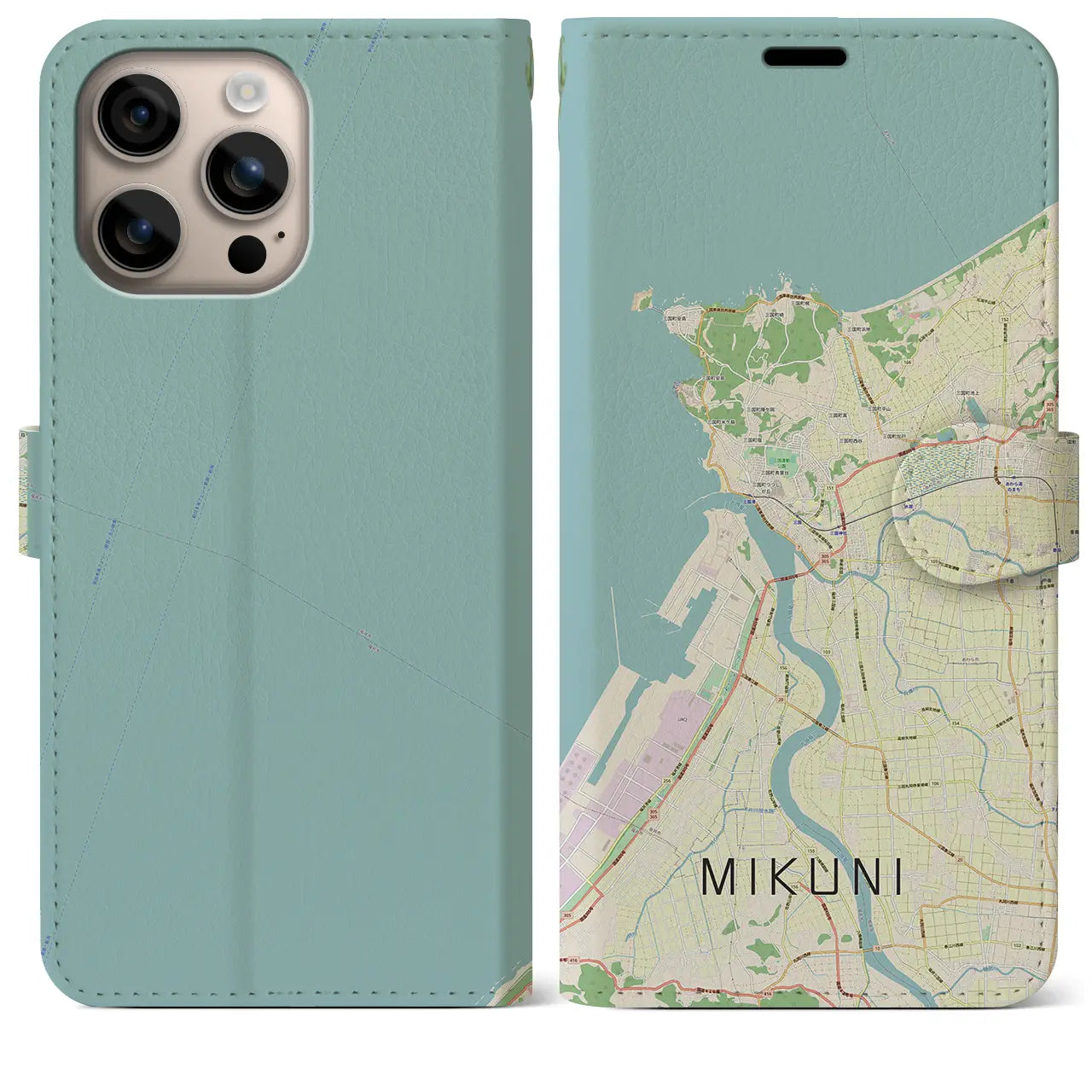 【三国(福井県)】地図柄iPhoneケース(手帳タイプ)