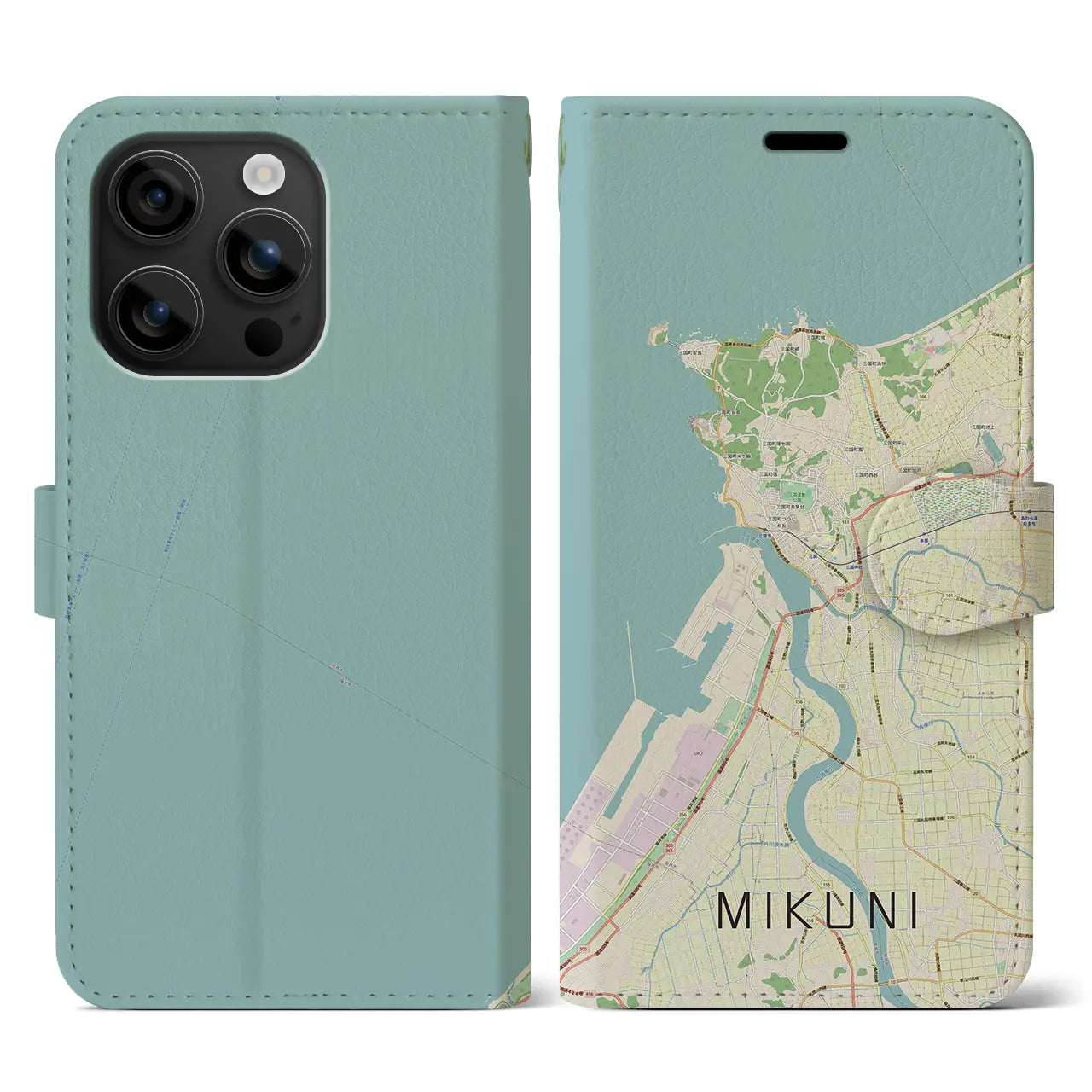 【三国(福井県)】地図柄iPhoneケース(手帳タイプ)ナチュラル・iPhone 16 用