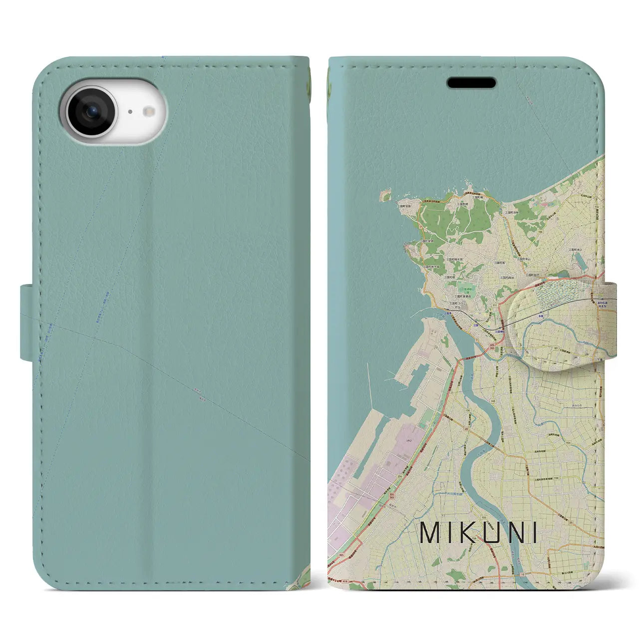 【三国(福井県)】地図柄iPhoneケース(手帳タイプ)