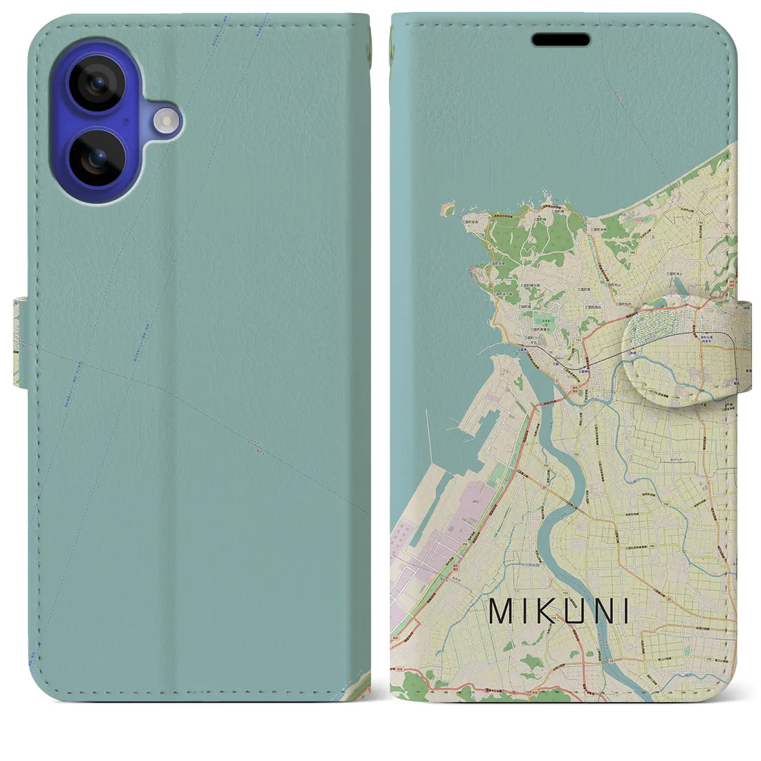 【三国(福井県)】地図柄iPhoneケース(手帳タイプ)ナチュラル・iPhone 16 Pro Max 用