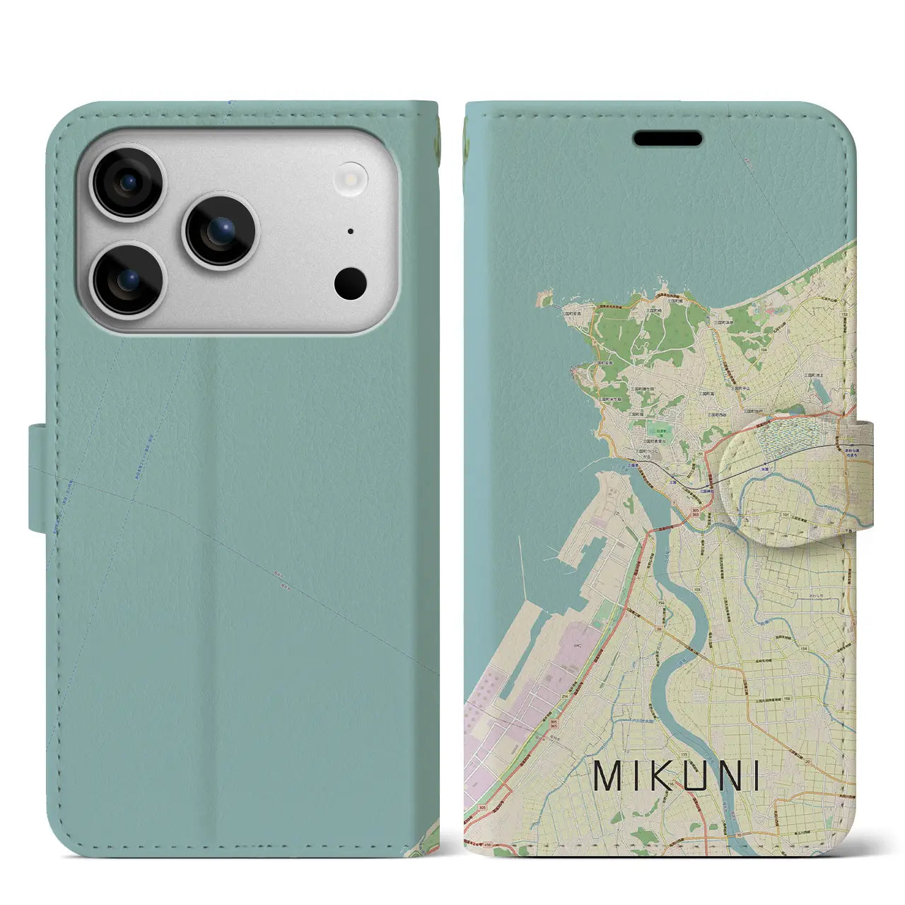 【三国(福井県)】地図柄iPhoneケース(手帳タイプ)