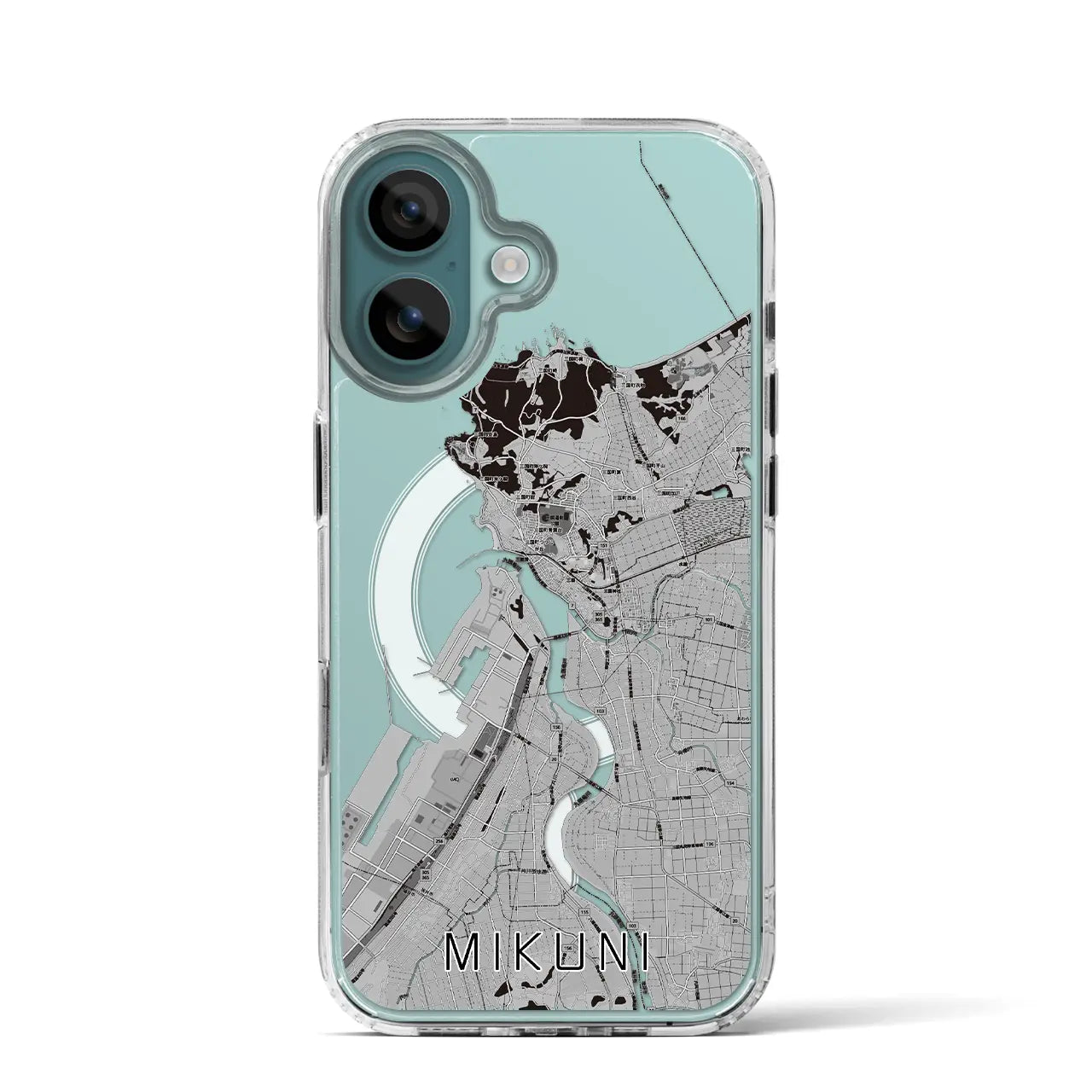 【三国(福井県)】地図柄iPhoneケース(MagSafeタイプ)モノトーン・iPhone 16 Pro 用