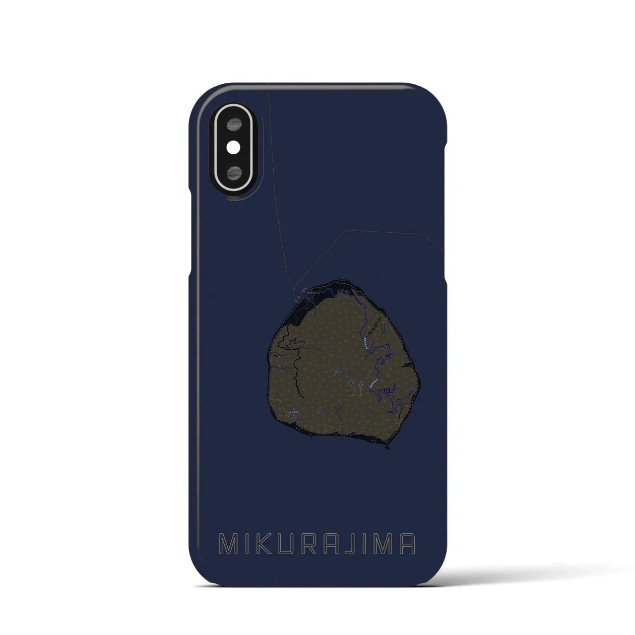 【御蔵島(東京都)】地図柄iPhoneケース(バックカバータイプ)