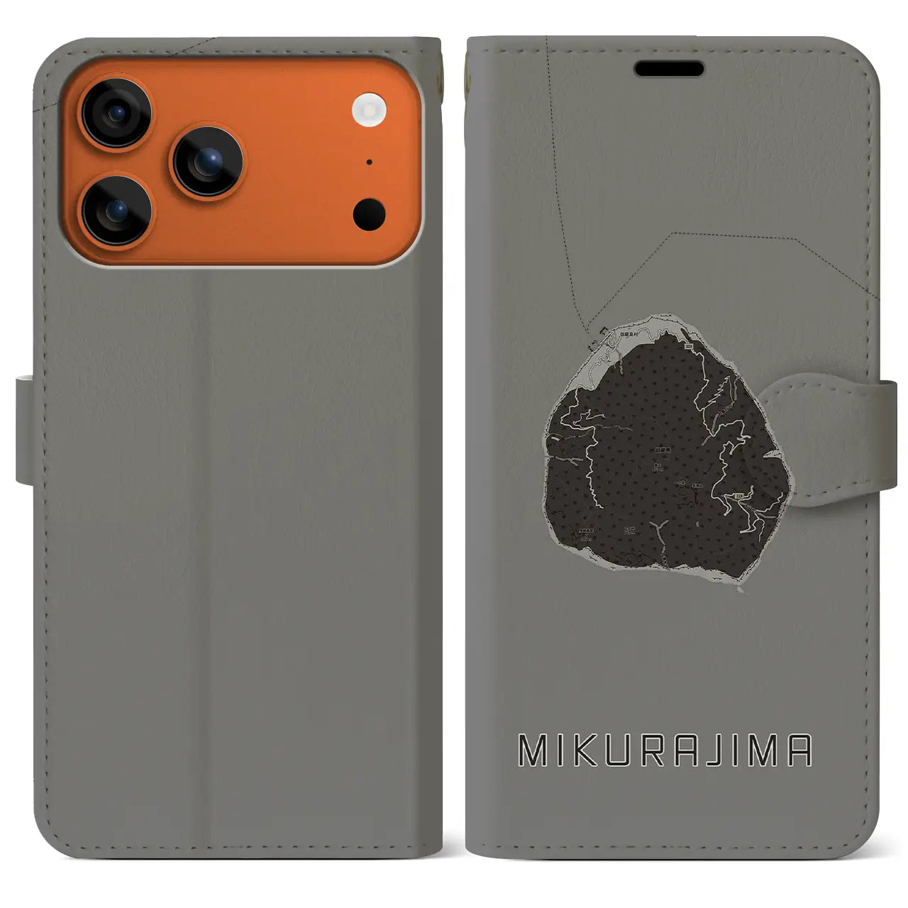 【御蔵島(東京都)】地図柄iPhoneケース(手帳タイプ)