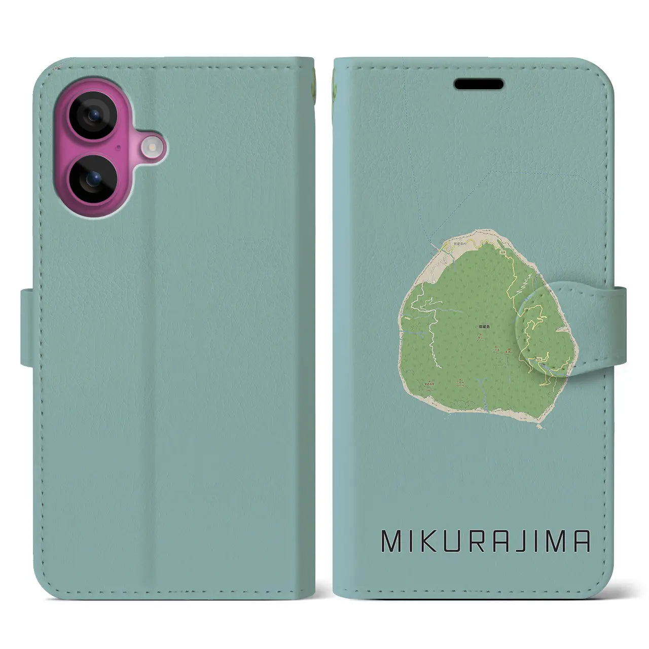 【御蔵島(東京都)】地図柄iPhoneケース(手帳タイプ)ナチュラル・iPhone 16 Pro 用