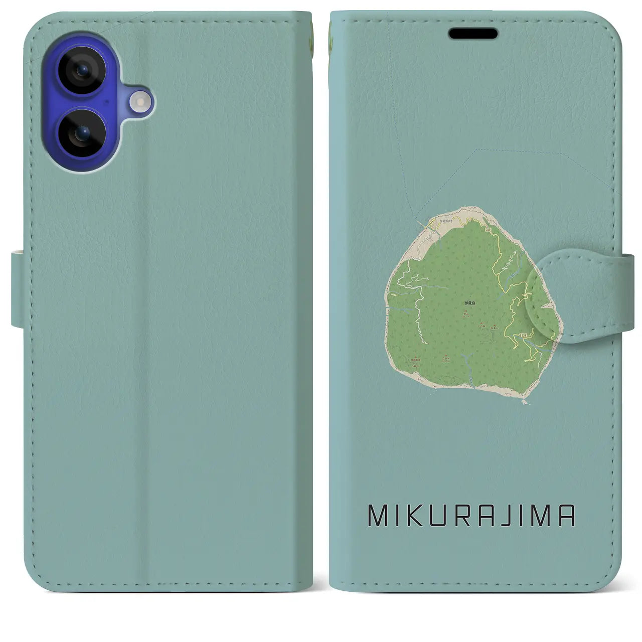 【御蔵島(東京都)】地図柄iPhoneケース(手帳タイプ)ナチュラル・iPhone 16 Pro Max 用