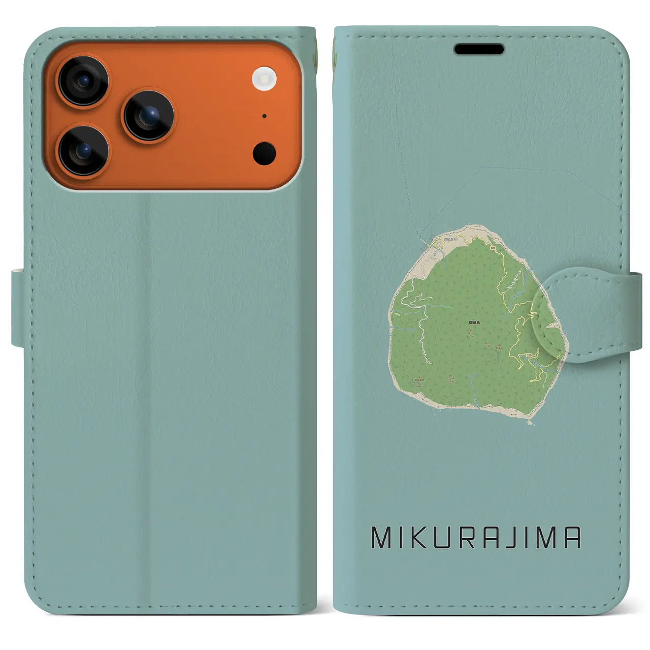 【御蔵島(東京都)】地図柄iPhoneケース(手帳タイプ)