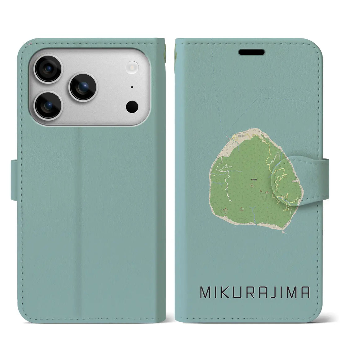 【御蔵島(東京都)】地図柄iPhoneケース(手帳タイプ)ナチュラル・iPhone 17 Pro Max 用