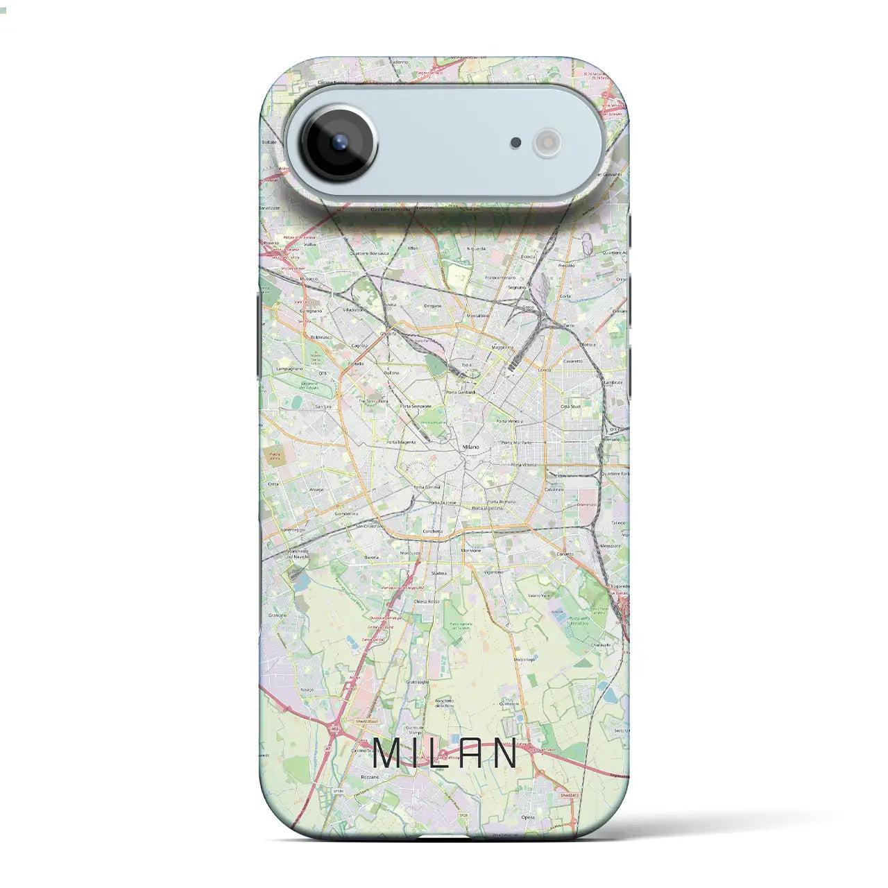 【ミラノ(イタリア)】地図柄iPhoneケース(バックカバータイプ)ブラック・iPhone 17 Pro Max 用