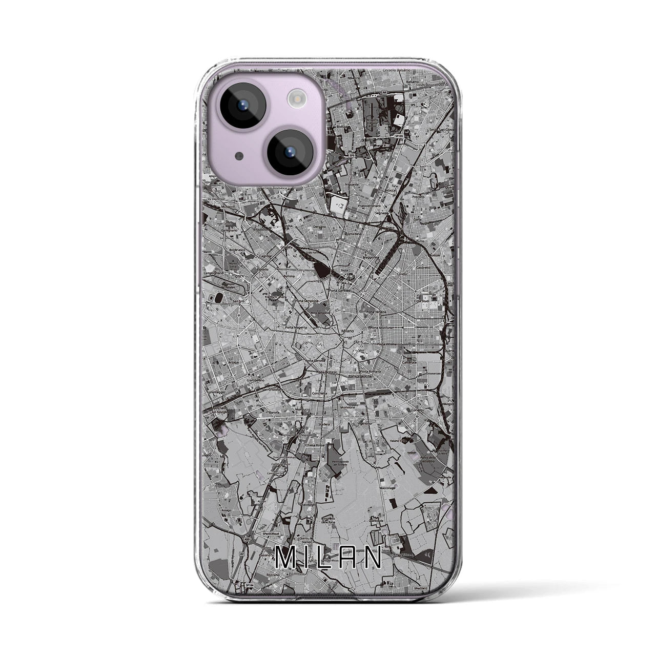 【ミラノ(イタリア)】地図柄iPhoneケース(クリアタイプ)
