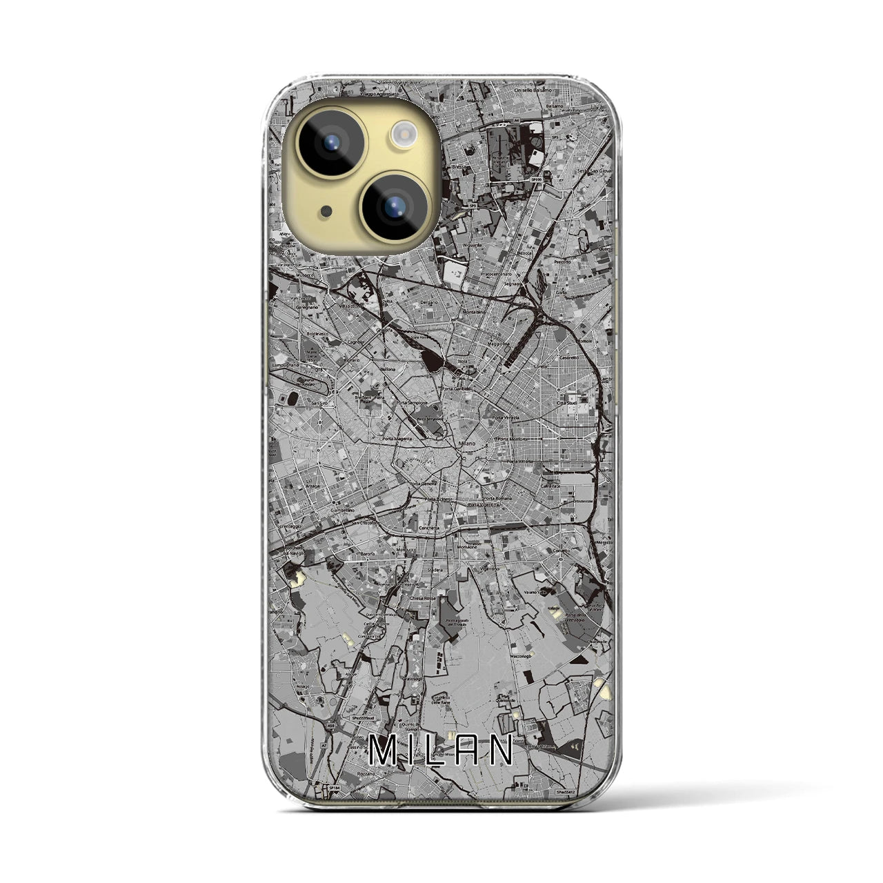 【ミラノ(イタリア)】地図柄iPhoneケース(クリアタイプ)
