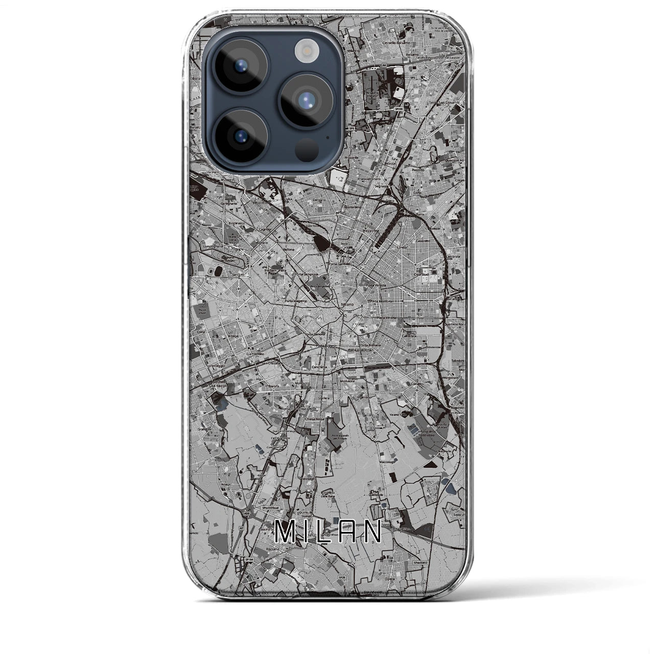 【ミラノ(イタリア)】地図柄iPhoneケース(クリアタイプ)