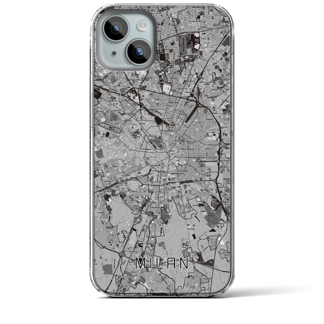 【ミラノ(イタリア)】地図柄iPhoneケース(クリアタイプ)