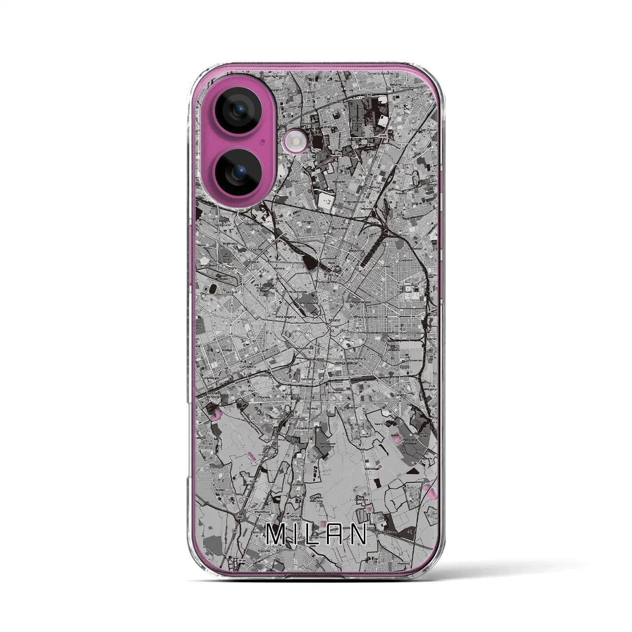 【ミラノ(イタリア)】地図柄iPhoneケース(クリアタイプ)