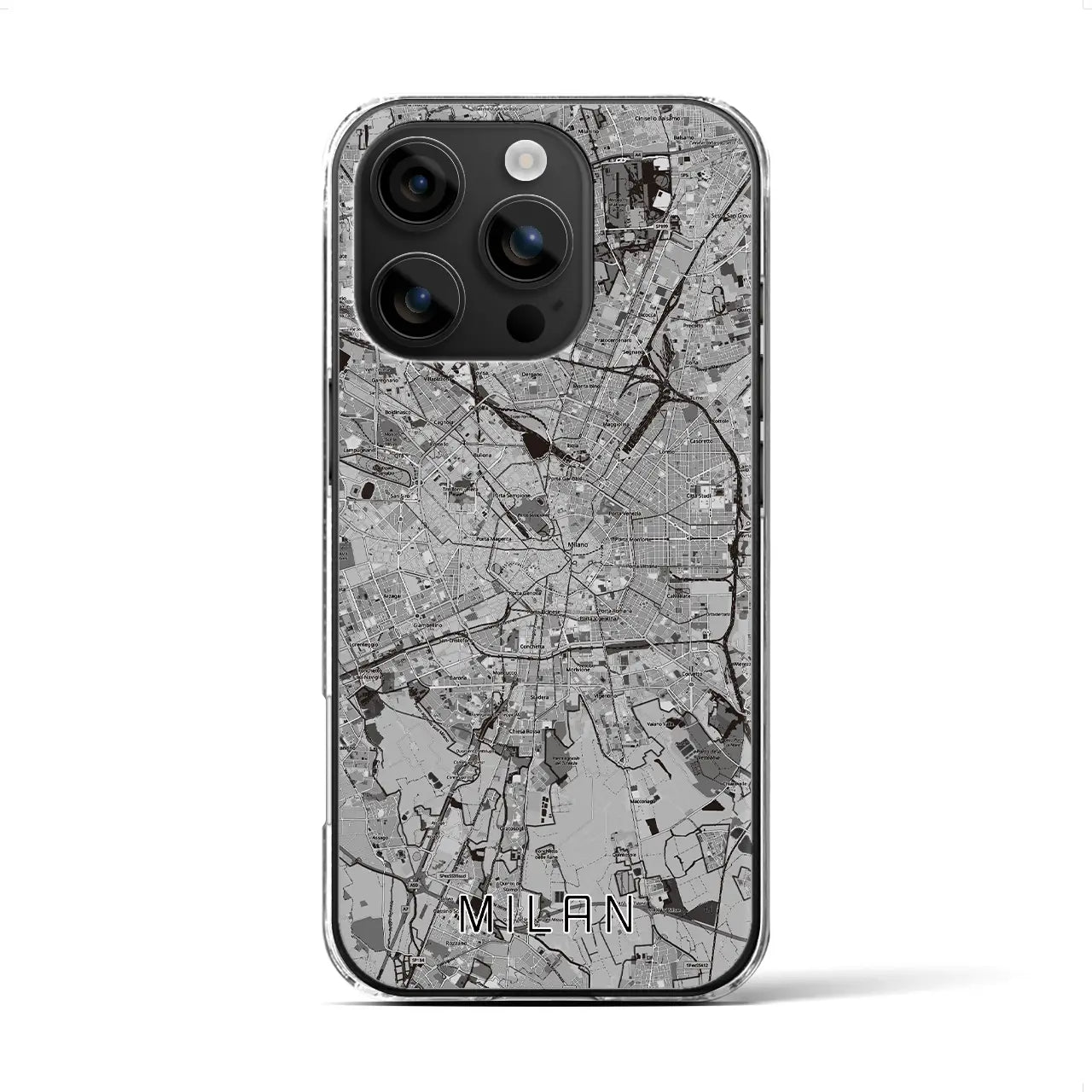 【ミラノ(イタリア)】地図柄iPhoneケース(クリアタイプ)