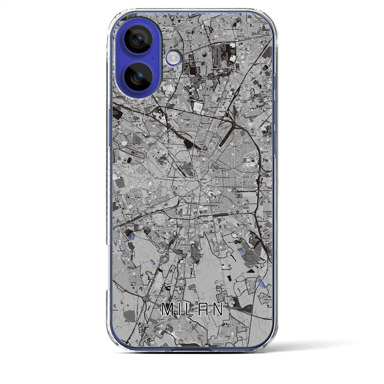 【ミラノ(イタリア)】地図柄iPhoneケース(クリアタイプ)