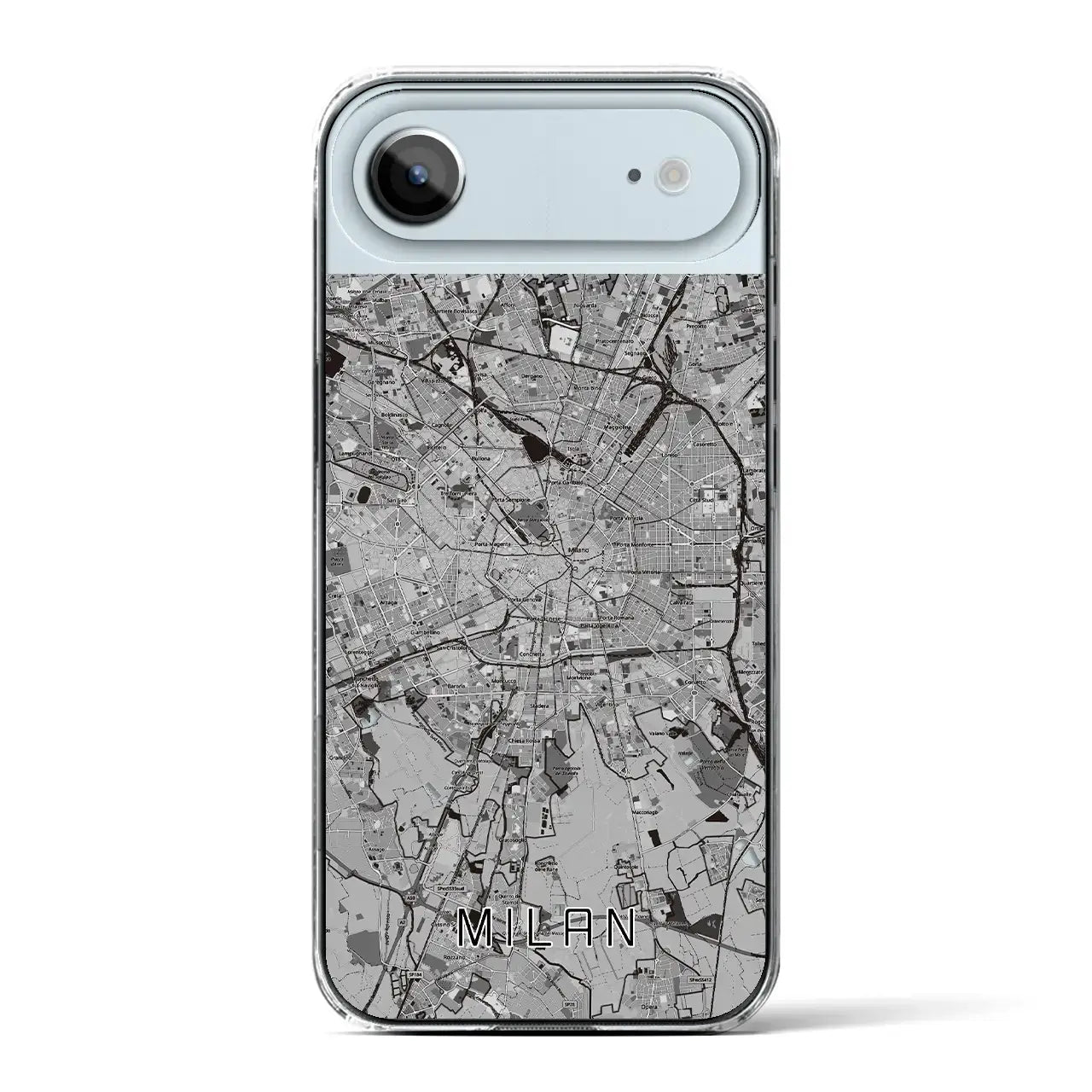 【ミラノ(イタリア)】地図柄iPhoneケース(クリアタイプ)モノトーン・iPhone 17 Pro Max 用