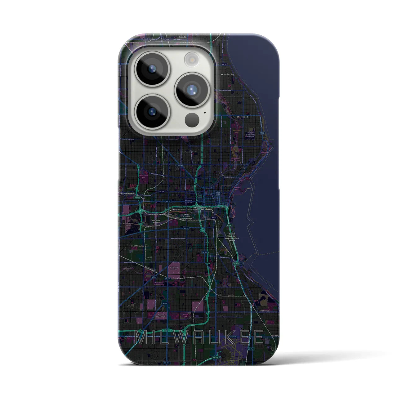 【ミルウォーキー(アメリカ)】地図柄iPhoneケース(バックカバータイプ)