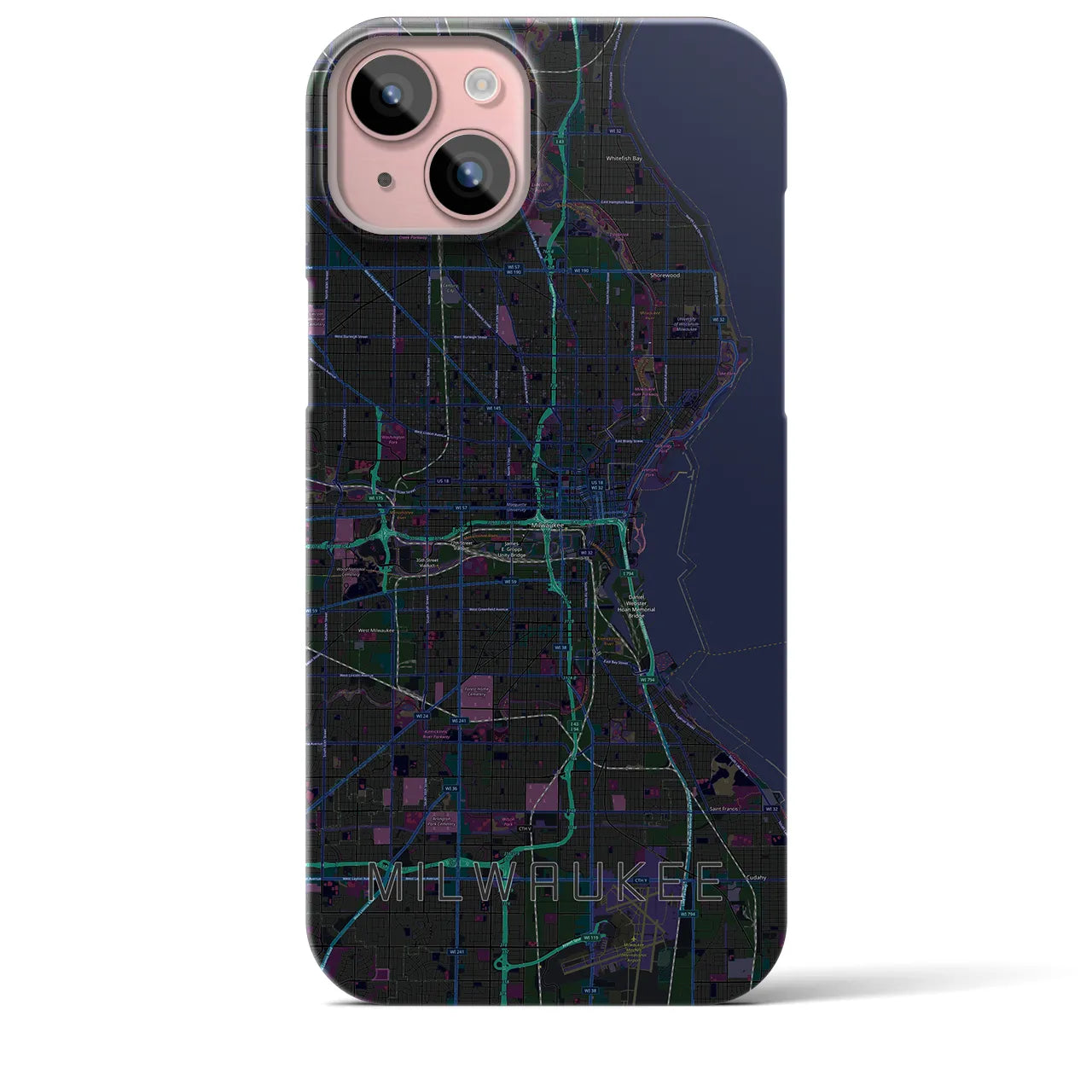 【ミルウォーキー(アメリカ)】地図柄iPhoneケース(バックカバータイプ)