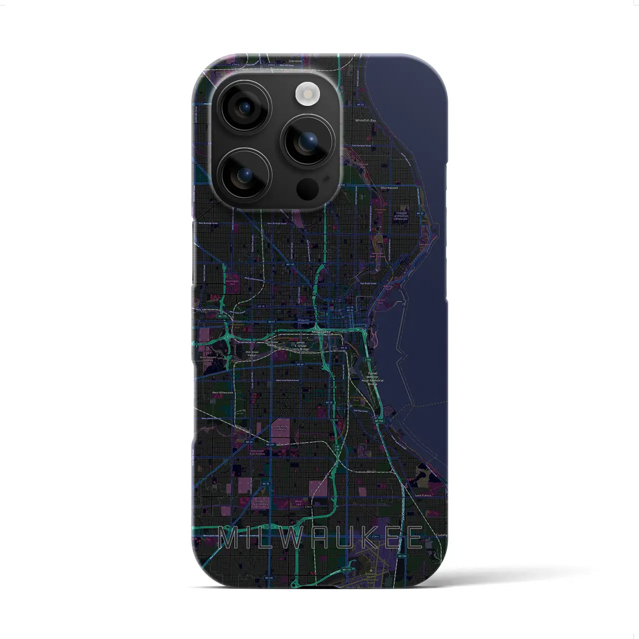 【ミルウォーキー(アメリカ)】地図柄iPhoneケース(バックカバータイプ)
