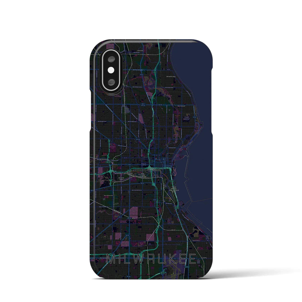 【ミルウォーキー(アメリカ)】地図柄iPhoneケース(バックカバータイプ)