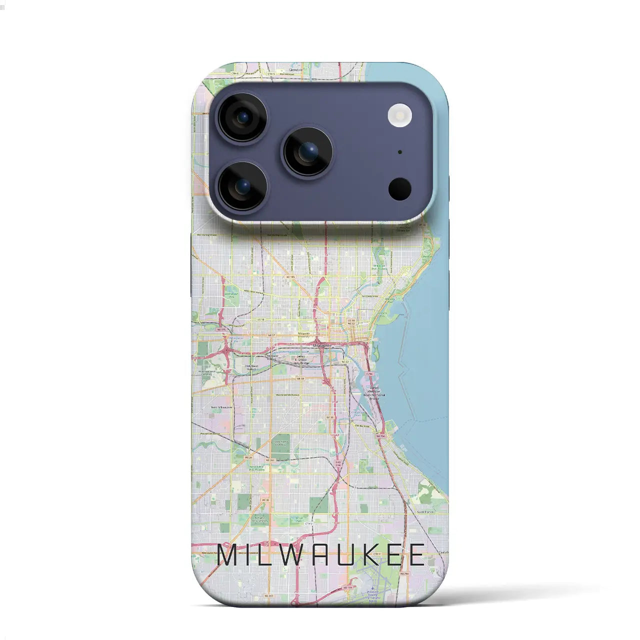 【ミルウォーキー(アメリカ)】地図柄iPhoneケース(バックカバータイプ)ブラック・iPhone 17 Pro Max 用