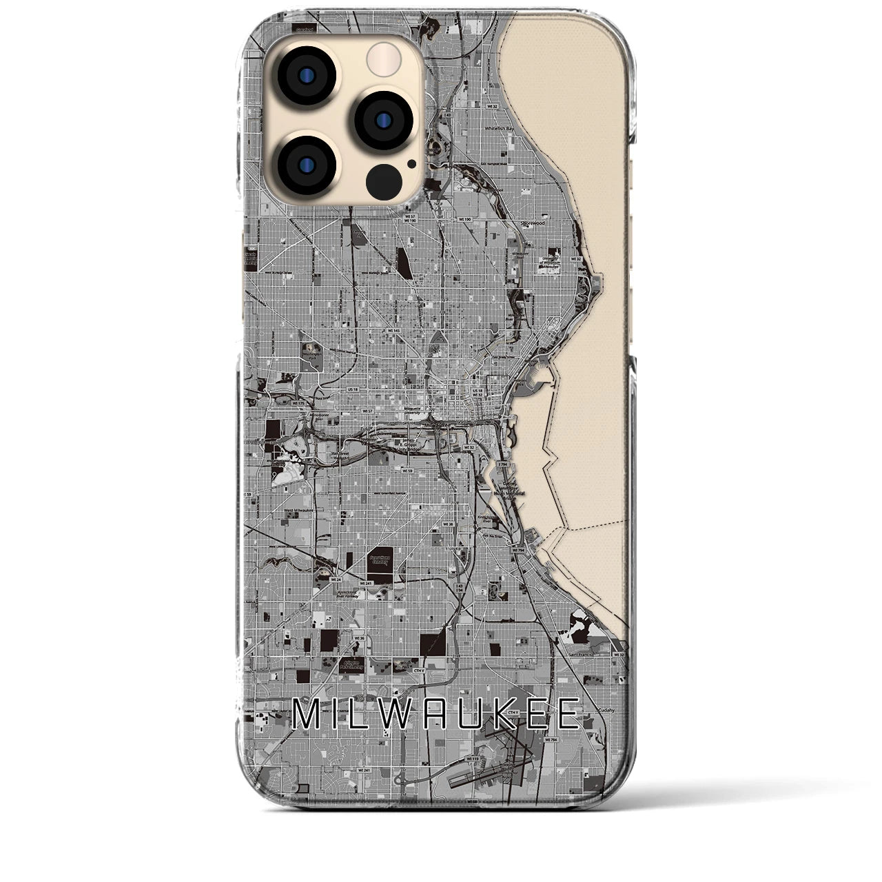 【ミルウォーキー(アメリカ)】地図柄iPhoneケース(クリアタイプ)