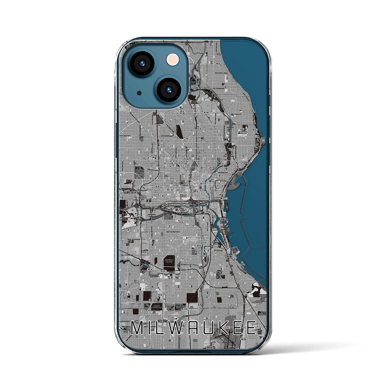 【ミルウォーキー(アメリカ)】地図柄iPhoneケース(クリアタイプ)