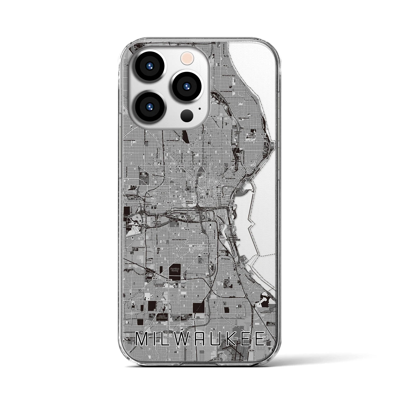 【ミルウォーキー(アメリカ)】地図柄iPhoneケース(クリアタイプ)