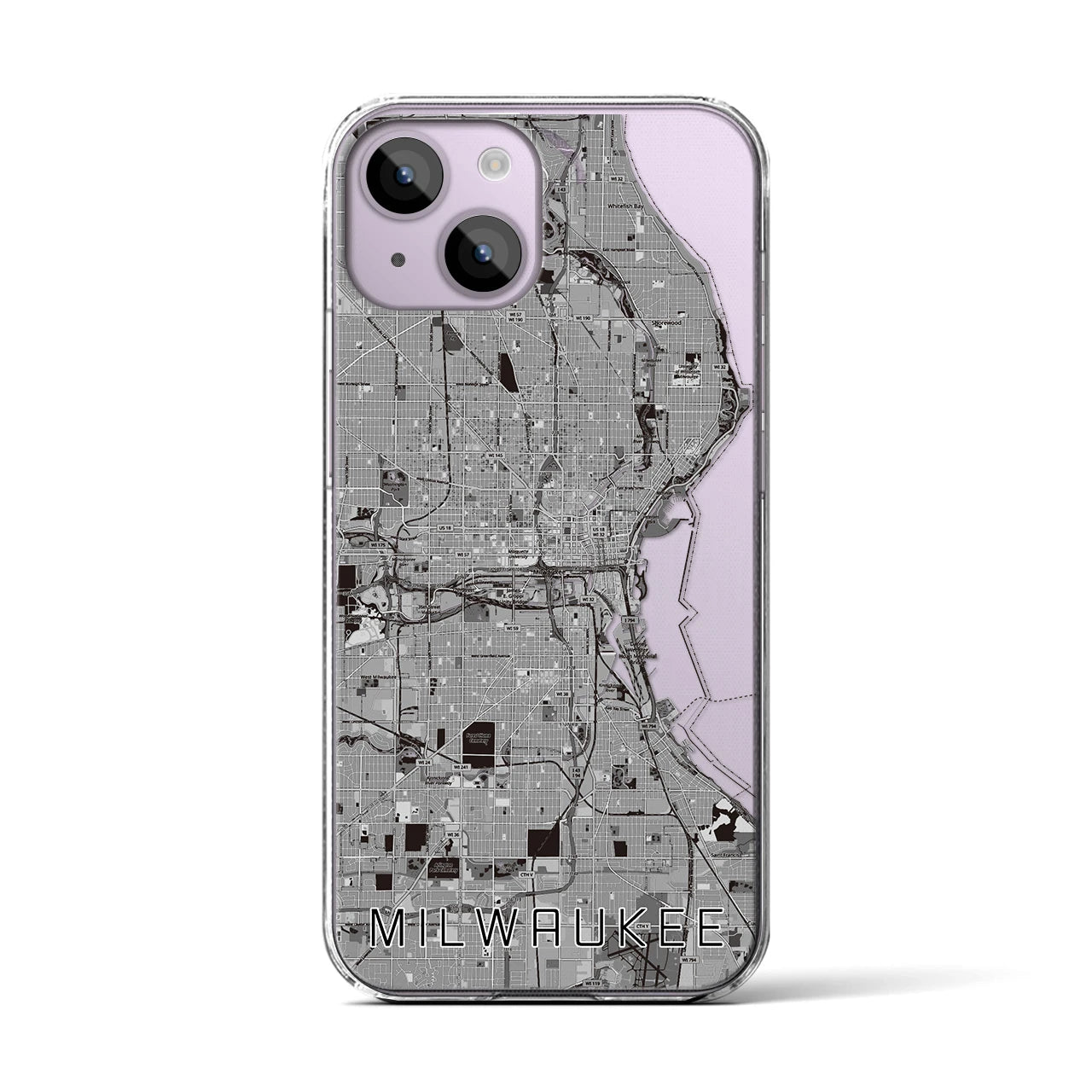 【ミルウォーキー(アメリカ)】地図柄iPhoneケース(クリアタイプ)