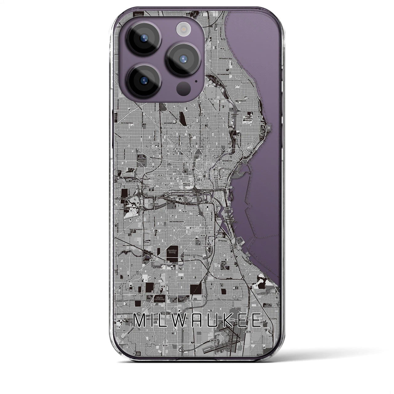 【ミルウォーキー(アメリカ)】地図柄iPhoneケース(クリアタイプ)