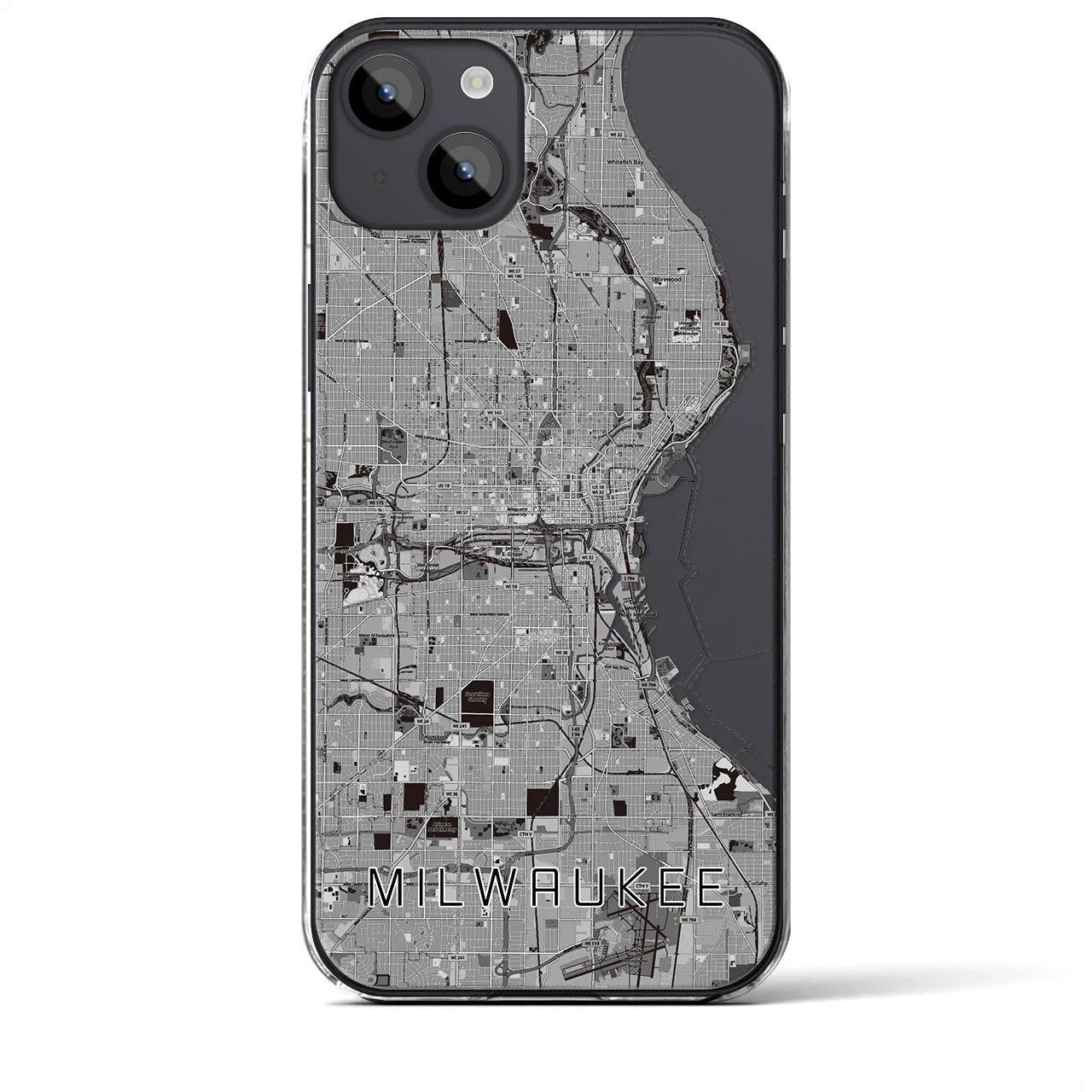 【ミルウォーキー(アメリカ)】地図柄iPhoneケース(クリアタイプ)