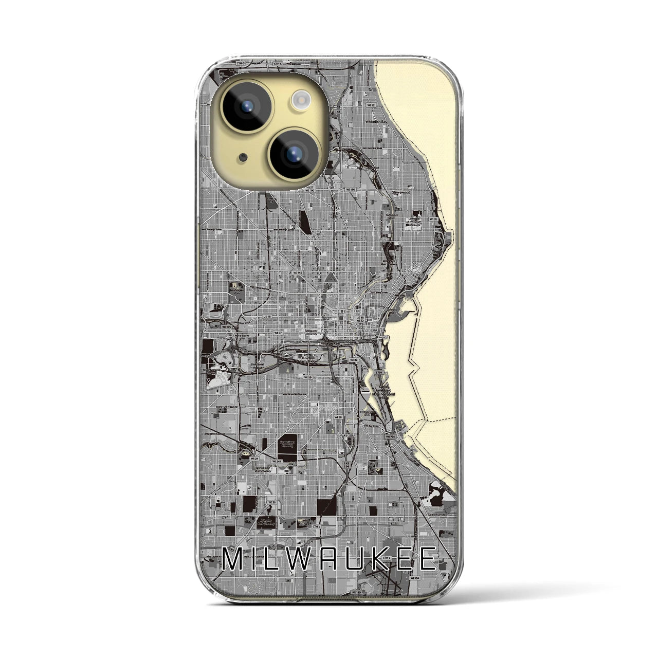 【ミルウォーキー(アメリカ)】地図柄iPhoneケース(クリアタイプ)